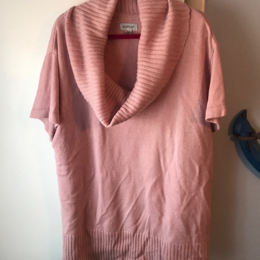 Pretty pink short sleeve vowel neck sweater 18/20